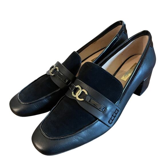 Anthropologie 7.5 Louise et Cie Lo-Larrin Slip On Black Leather Loafers Low Heel - Picture 2 of 7